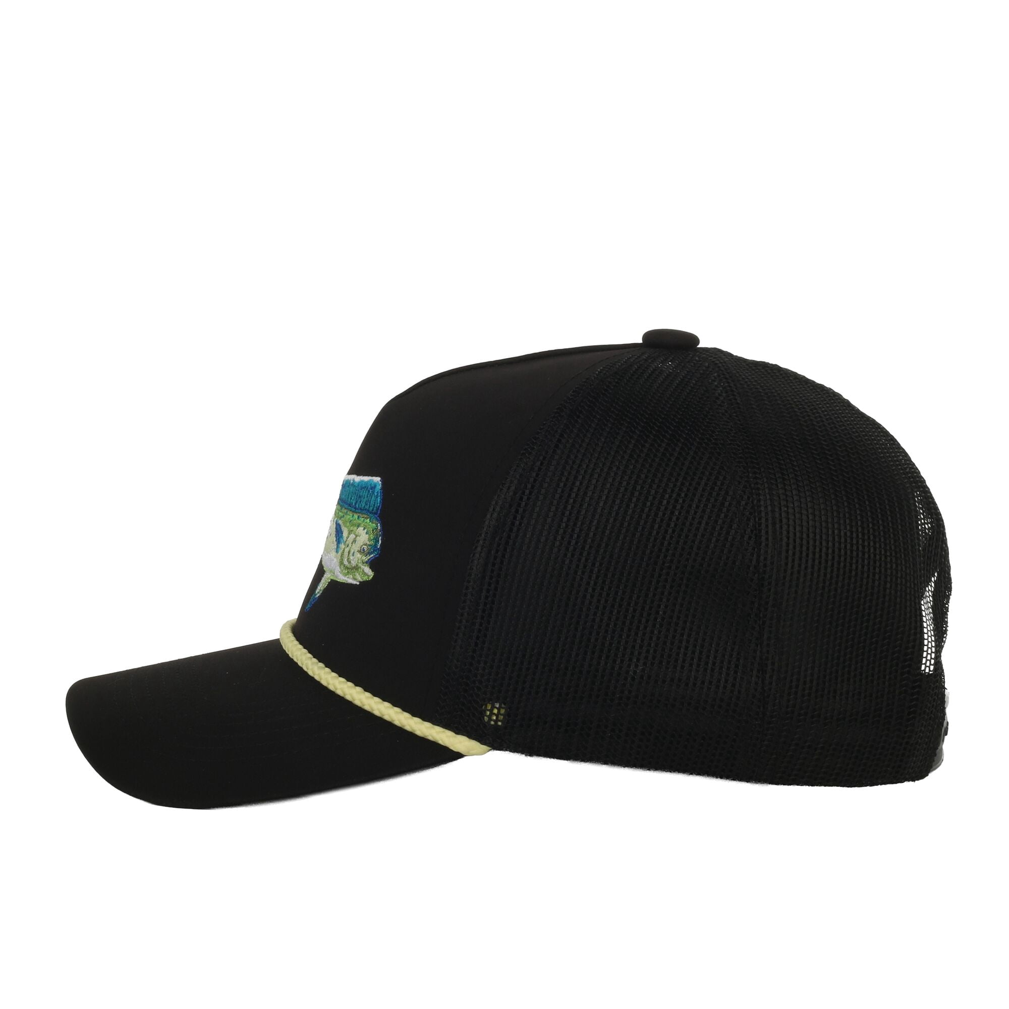 Outdoor Cap Mahi Mahi Patch Trucker Hat – Mid Profile Mesh Back Snapback, One Size, Black