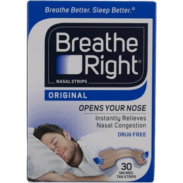 2 Pack Breathe Right Nasal Strips Original Tan Small/Medium 30 Each = 60 Strips
