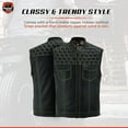 thumbnail image 5 of Daniel Smart Biker Vest for Men Premium Cowhide Black Leather Motorcycle Vest with Unique Scoop Collar Design, 5 of 6