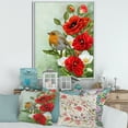thumbnail image 2 of Red Poppies and White Anemones With Yellow Bird 16 in x 32 in Framed Painting Canvas Art Print, by Designart, 2 of 5