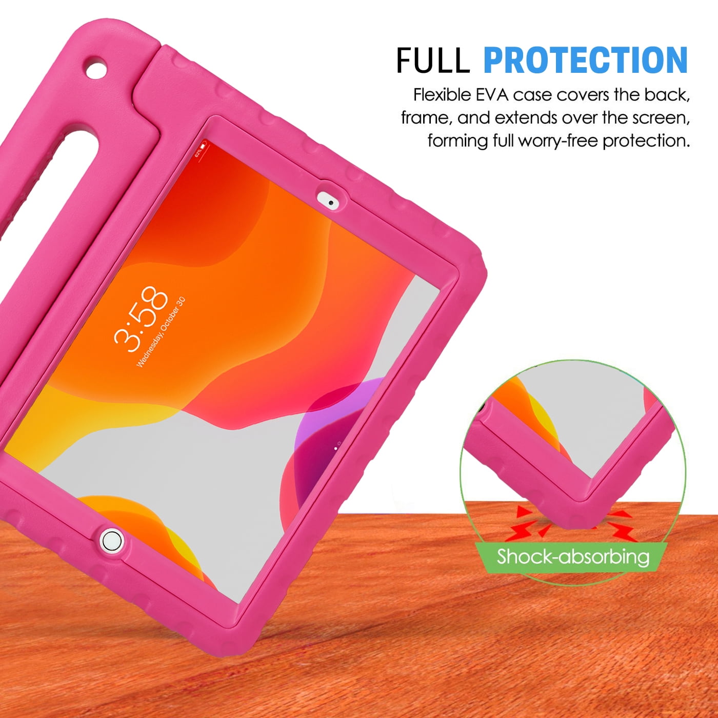 HDE Kids iPad Case with Built-In Screen Protector for 2021 9th Generation iPad 10.2 Inch, 2020 8th Gen, 2019 7th Gen - Pink