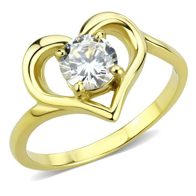 Alamode TK3628-10 Femmes IP Or Bague en Acier Inoxydable avec AAA Grade CZ en Clair - Taille 10
