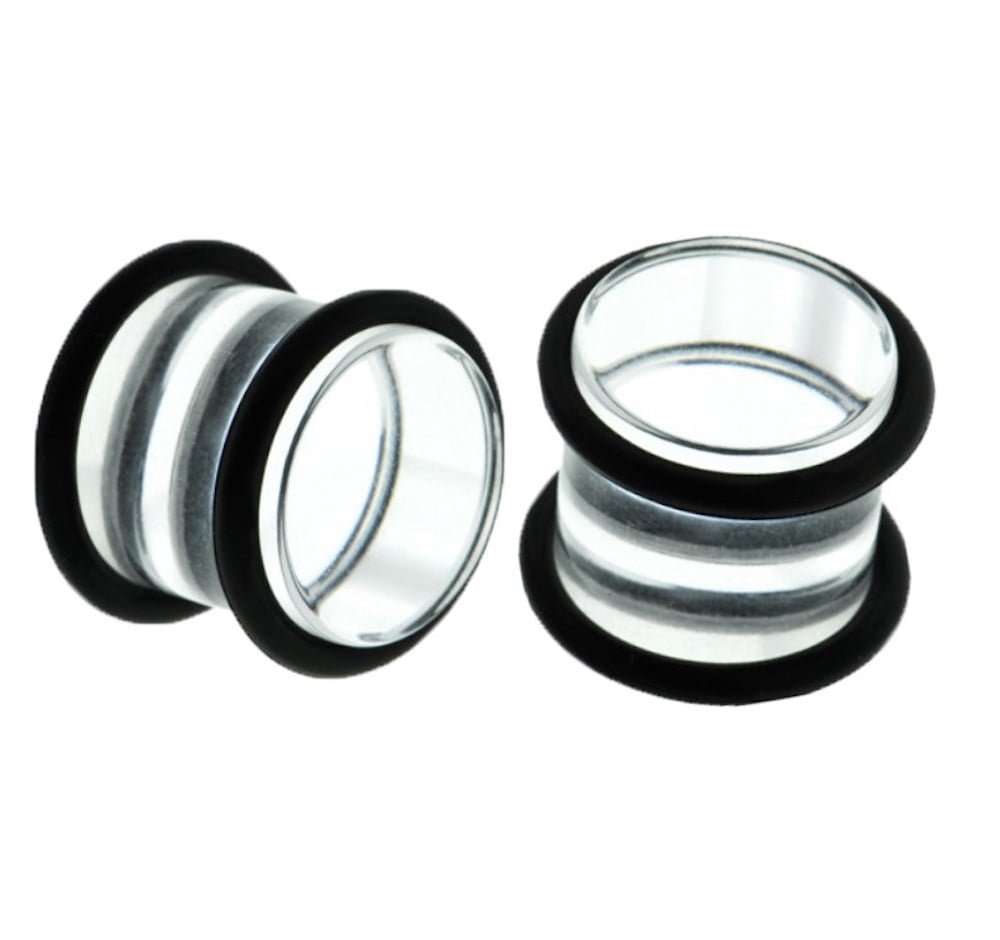 Clear Double O-Ring Acrylic Gauges/Plugs 6G (4MM) 2 Piece (1 Pair) (B/6 ...