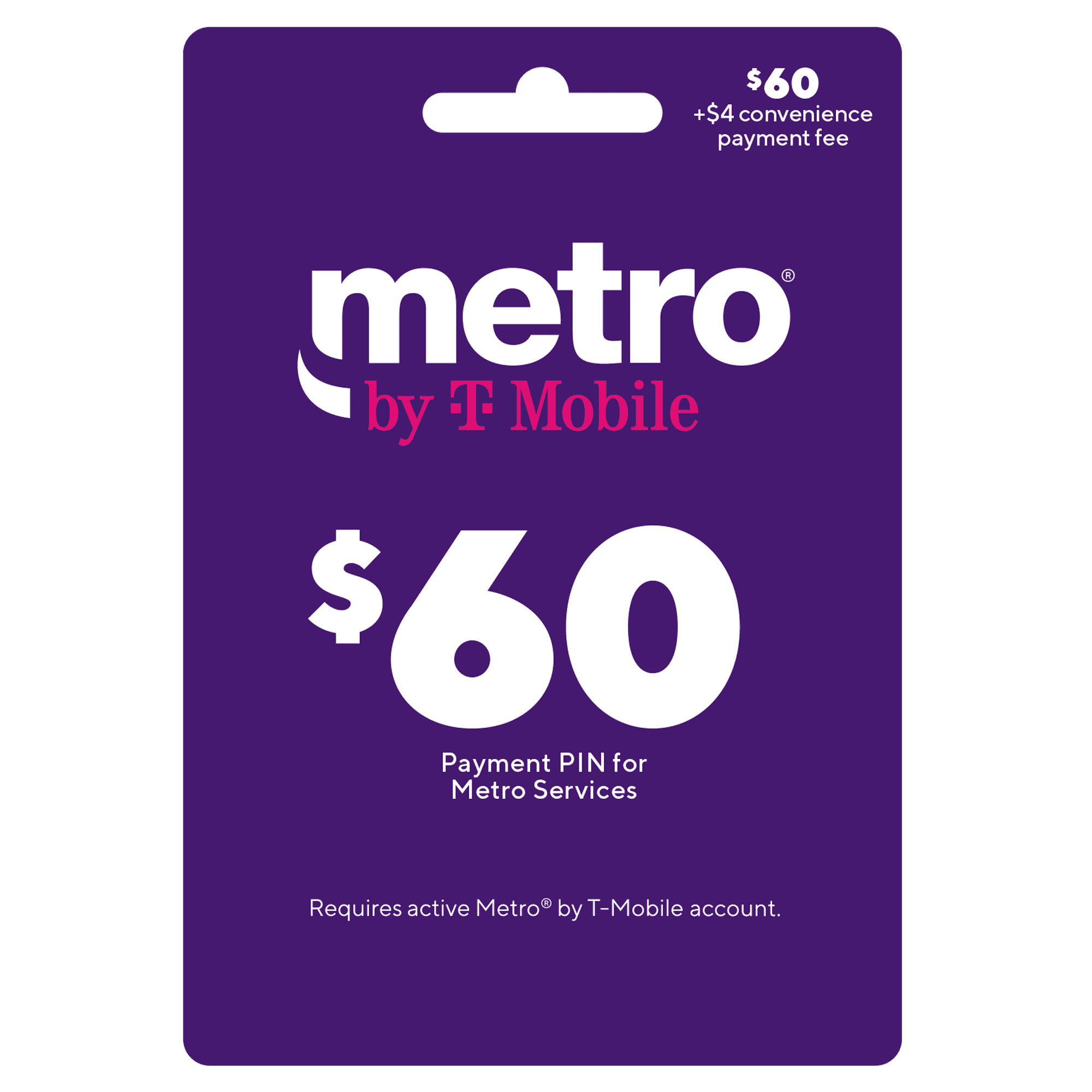 Metro by T-Mobile $60 Payment PIN w/ $4 Convenience Fee Direct Top Up