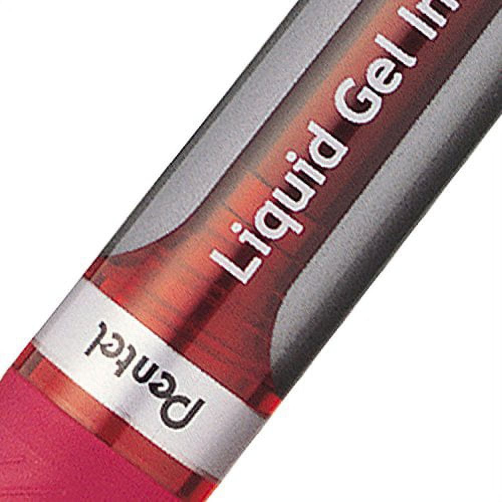 Pentel EnerGel Deluxe Liquid Gel Pen, Bold Line, Metal Tip, Red Ink, Box of 12 (BL60-B)