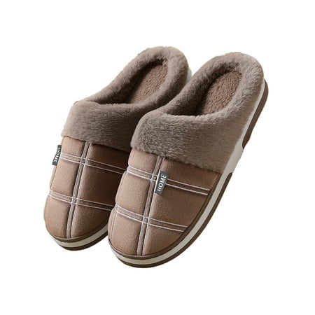 

UKAP Womens Casual Winter Warn Slipper Indoor Comfort House Slippers Slip On Fuzzy L Slippers Men s New Coffee 11.5-12