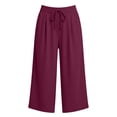 thumbnail image 5 of Bloomae Women's Capri Pants Lightweight Casual Wide Leg Yoga Capris Pants Loose Comfy Elastic High Waist Drawstring Cropped Lounge Sweatpants with Pockets, 5 of 10