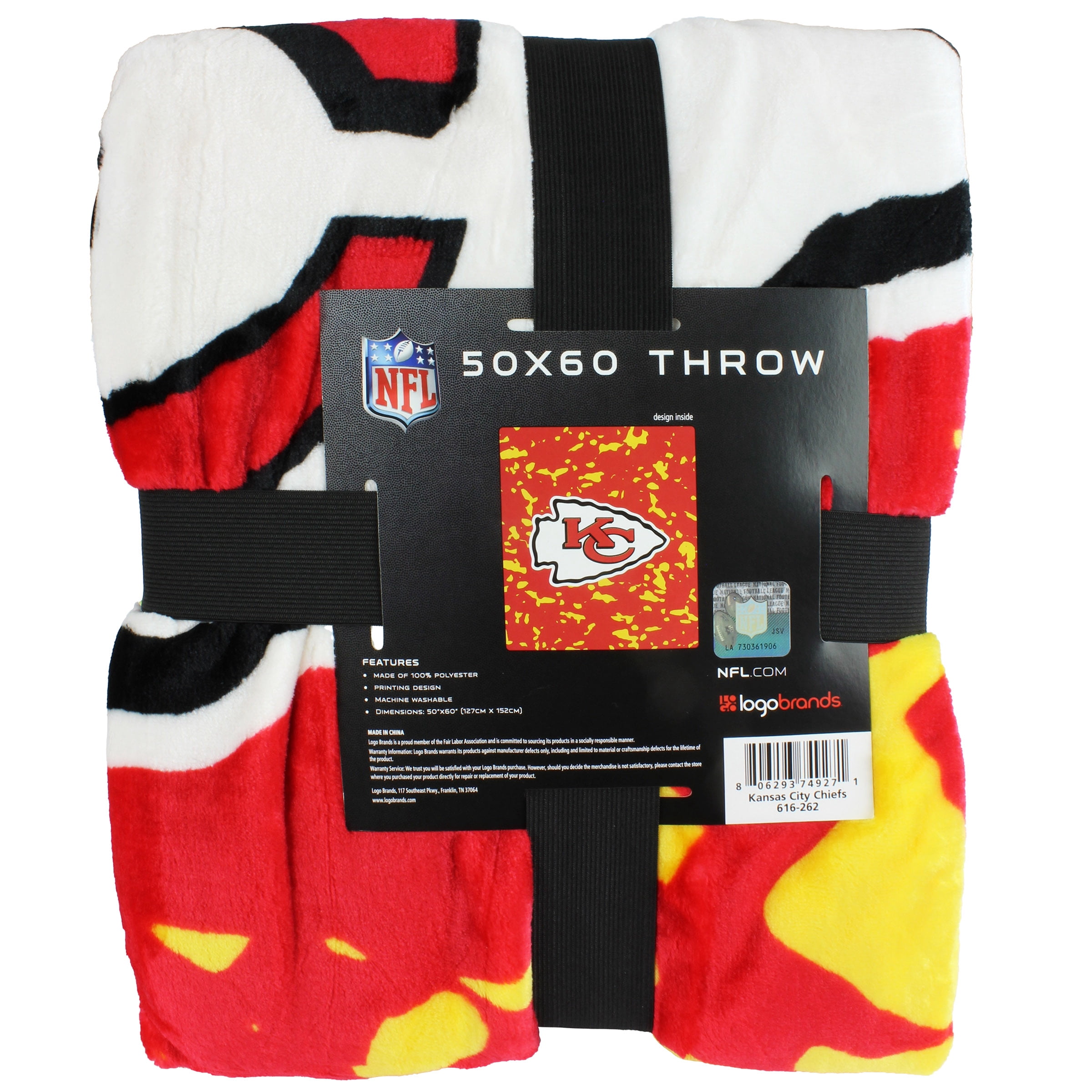 Kansas City Chiefs 50 x 60 Teen Adult Unisex Comfy Throw Blanket
