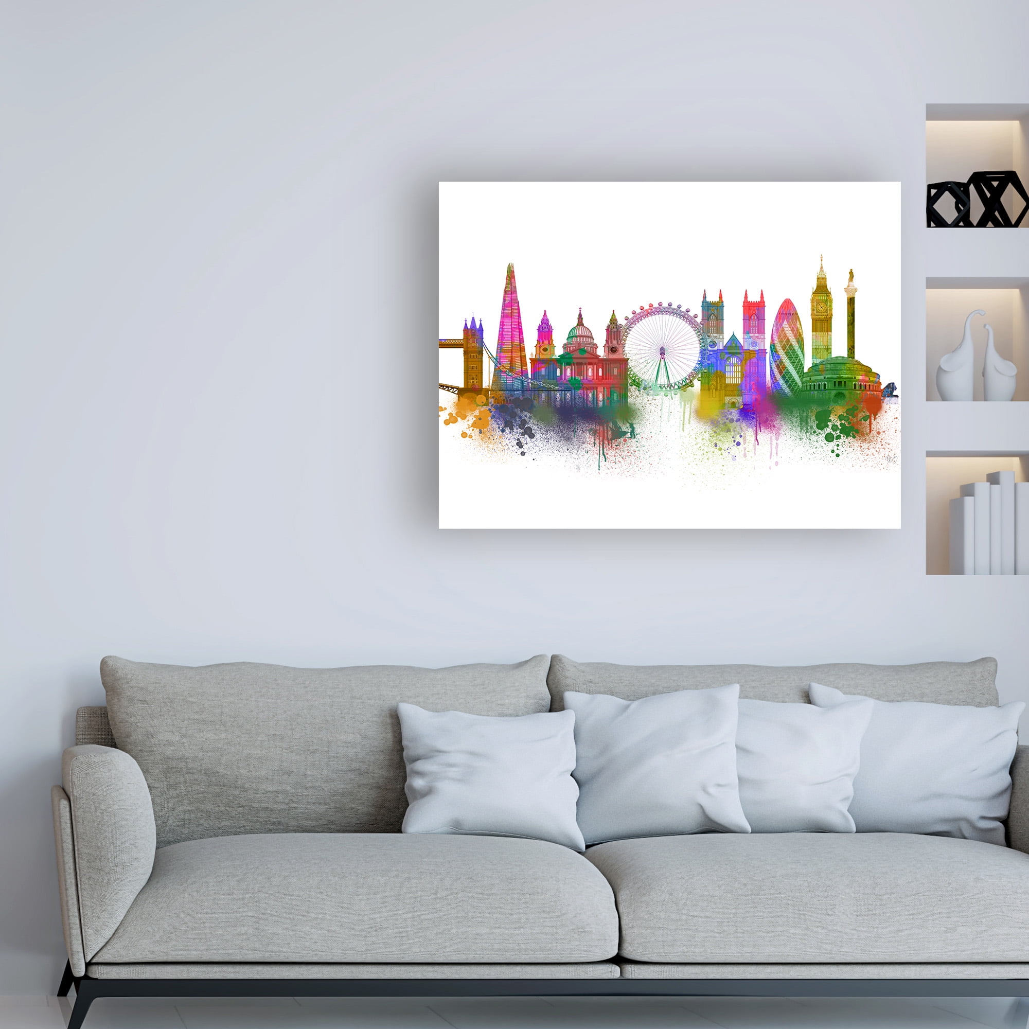 Trademark Fine Art 'London Skyline Rainbow Bright' Canvas Art by Fab Funky