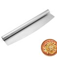 thumbnail image 1 of Cortador de pizza basculante, cortador de cuchillos para pizza de acero inoxidable, cortador de cuchillos para pizza mecedora con diseño de arco, Penghiris de pizza integrados, 34,8 x 9 cm, plateado, 1 of 1