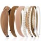 thumbnail image 1 of Juego de 7 diademas para mujeres y niñas, elegantes diademas de color sólido anudadas en marrón, diademas de perlas, diademas antideslizantes, lindos accesorios para el cabello, 1 of 2