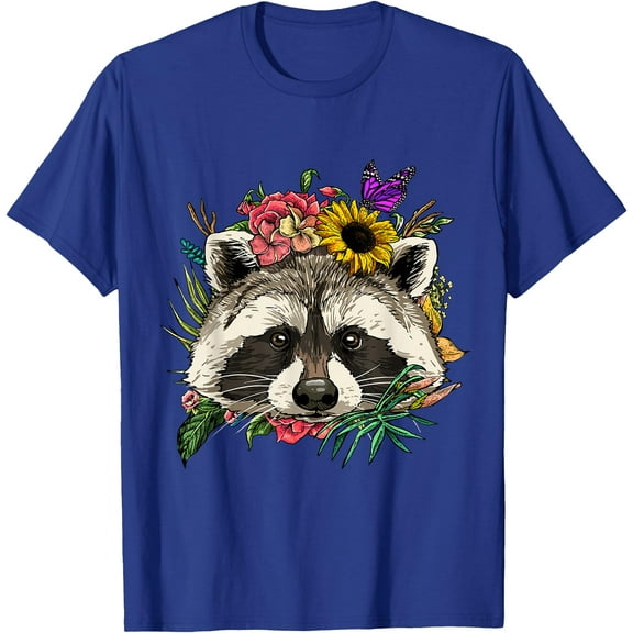 Raccoon Shirt Floral Raccoon Face Trash Panda Raccoon Lover Unisex T-Shirt for Men Women Kids Toddler