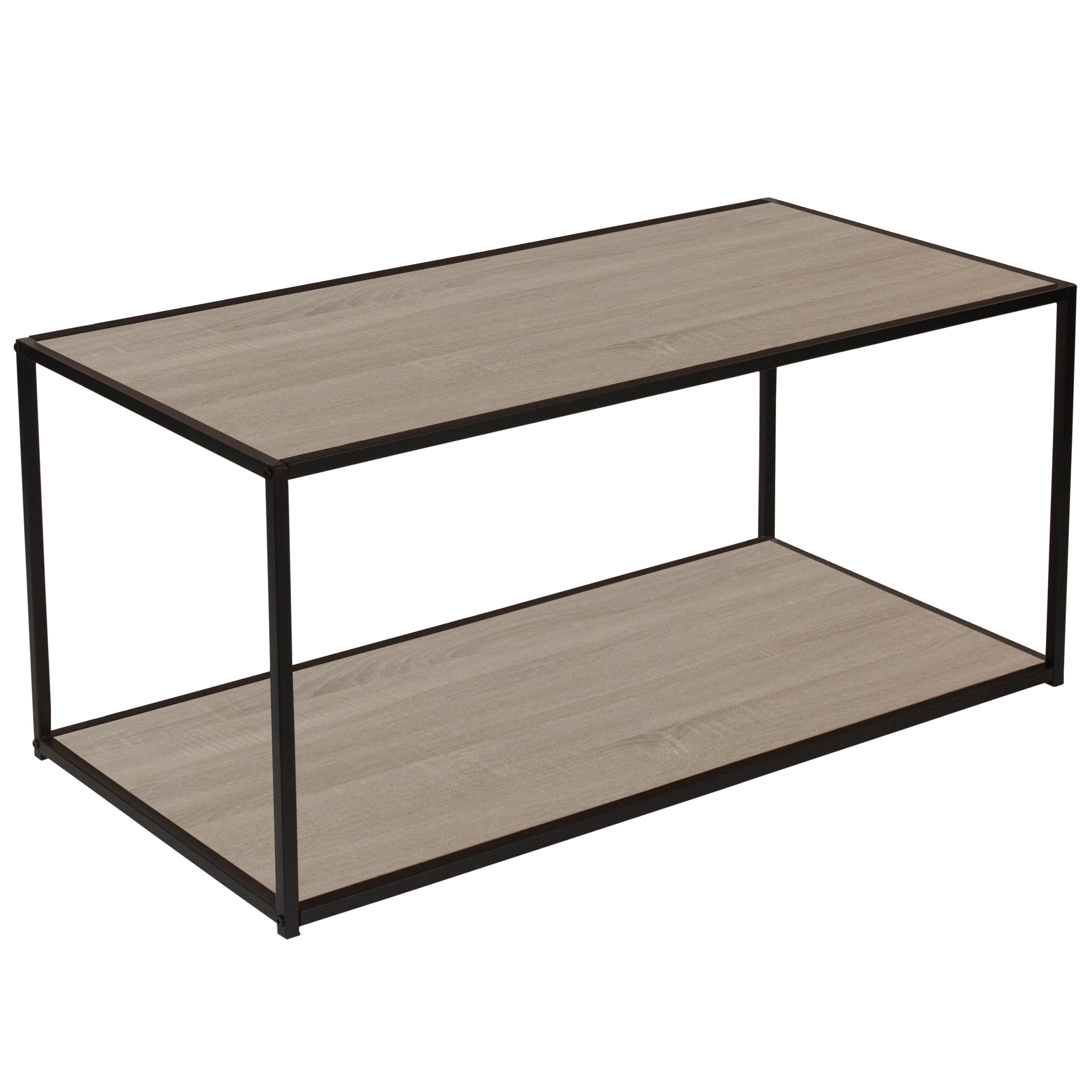 Flash Furniture Midtown Collection Sonoma Oak Wood Grain Finish End Table with Black Metal Frame