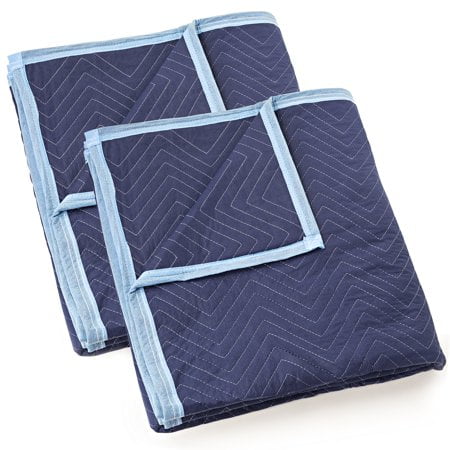 Sure-Max 2 Moving & Packing Blankets - Deluxe Pro - 80" x 72" (40 lb/dz weight) - Professional Quilted Shipping Furniture Pads Royal Blue