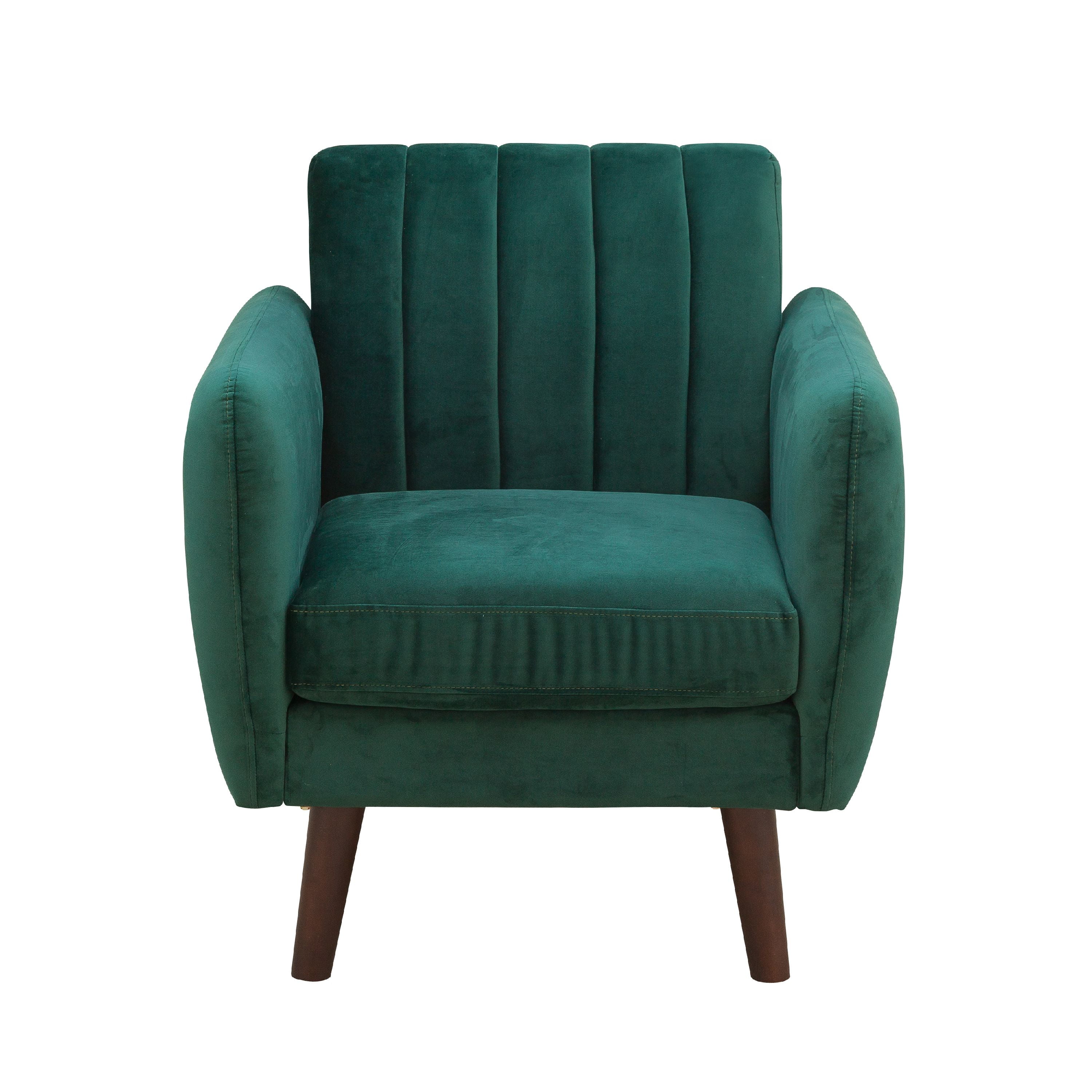 Mid-Century Modern Velvet Accent Chair in Pine Green ...