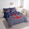 thumbnail image 3 of jejeloiu Red Ship Anchor 7-Piece Bedding Comforter Set,Geometric Waves Stripes King Bedding Sets,Navigation Theme Bed Sheets For Boys,Breathable Home Decor Reversible, 3 of 8