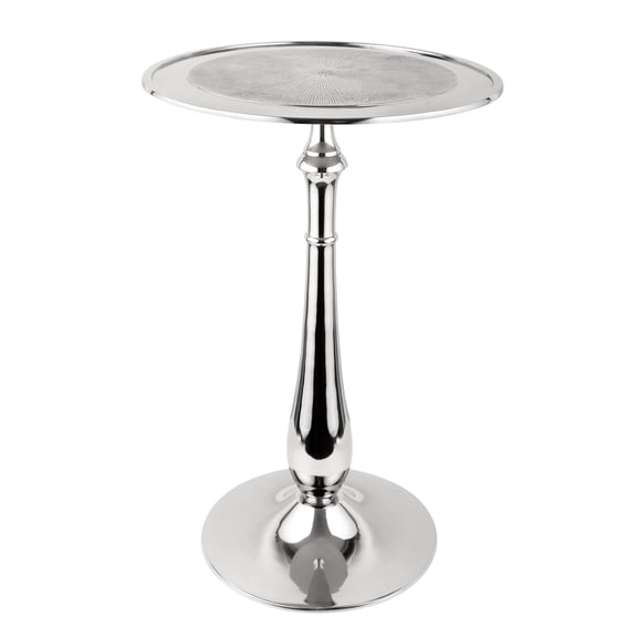 Round Side End Table - Metal Coffee Table for Living Room, Balcony & Bedroom (Silver 1)