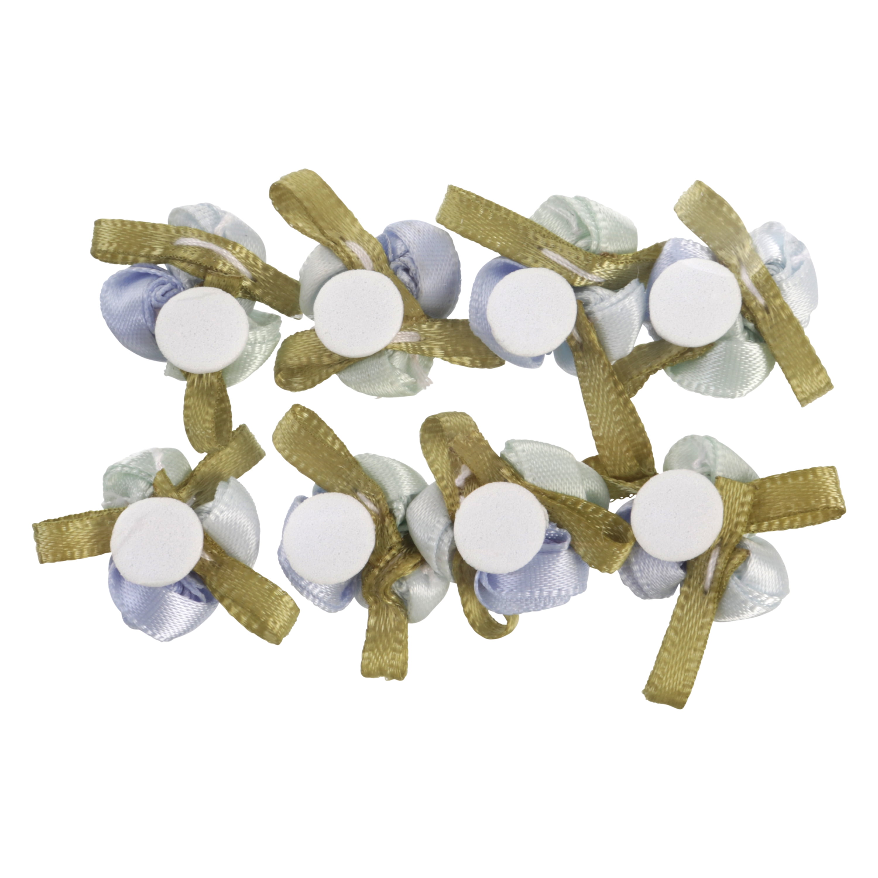 Offray Ribbon Accessories 1-Inch Blue Grey Tri-Color Ribbon Rose Cluster, 8-Pack