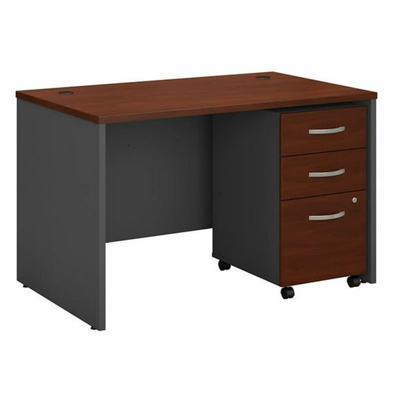 Pemberly Row Office Desk with Drawers in Hansen Cherry - Engineered Wood