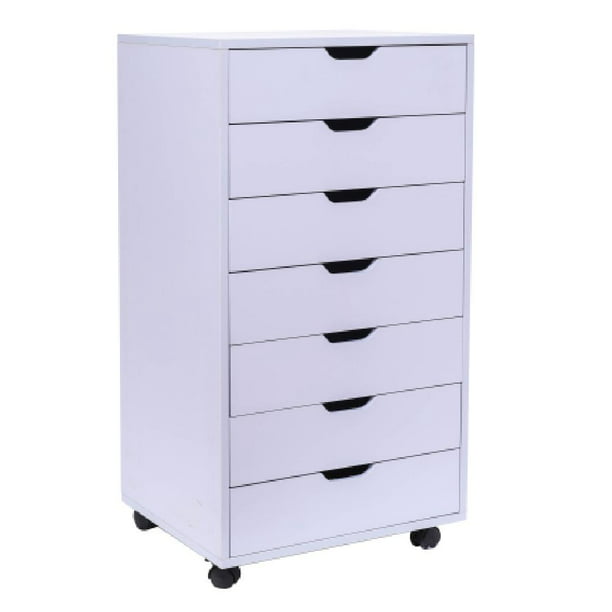 Zimtown 7 Drawer Wood Mobile File, Ikea Wooden Filing Cabinet With Lock