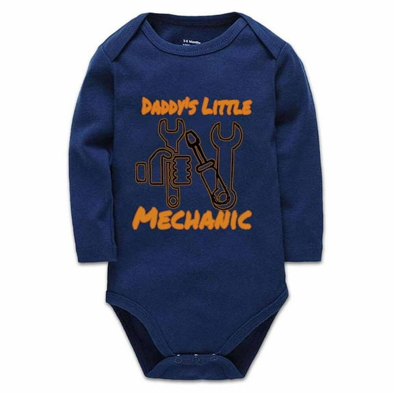 YCICIVDee Daddy's Little Mechanic' Infant Cotton Newborn Baby Bodysuit Romper Navy Long Sleeve 0-3 Months