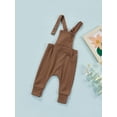 thumbnail image 3 of Honganda Infant Girls Plain Long Romper, Front Buttons Suspenders Bodysuit, 3 of 8