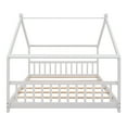 thumbnail image 5 of Leumius Full Size Wood House Bed for Kids,Montessori Floor Bed Frame with Headboard and Footboard,Playhouse Bed for Girls Boys(Full, White), 5 of 7