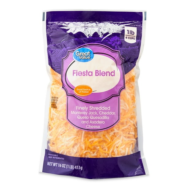 Great Value Finely Shredded Fiesta Blend Cheese, 16 oz