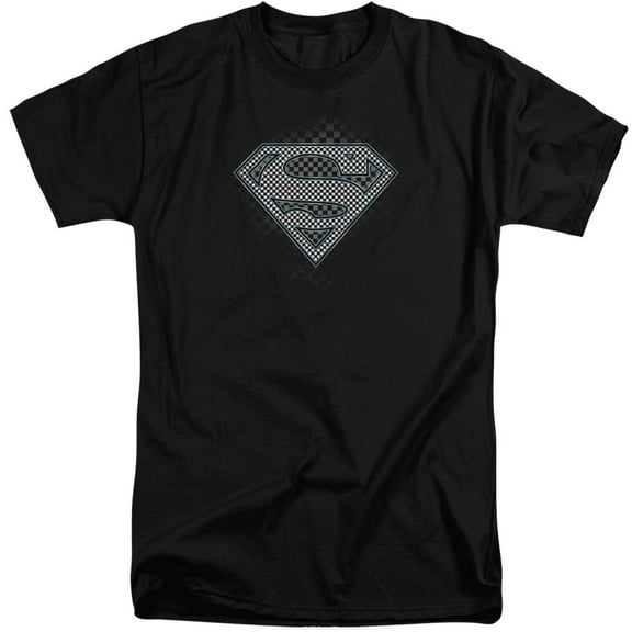 Superman Checkerboard Adult Tall T-Shirt Black