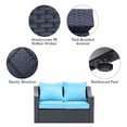 thumbnail image 6 of Superjoe 3 Pcs Outdoor Patio Sofa Sets All Weather PE Rattan Wicker Cushioned Loveseat with Coffee Table,Blue, 6 of 7
