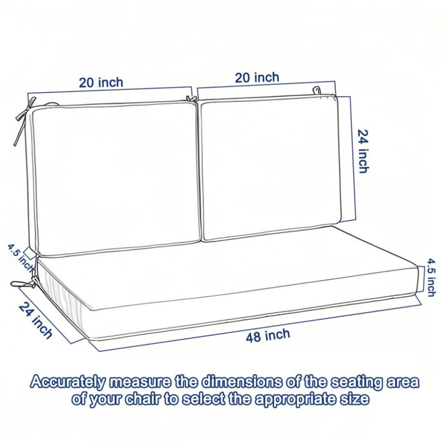 Outdoor Deep Seat Cushions for Patio Furniture, Waterproof Replacement Patio Chair Cushions(1xseat+2Xback cushion)