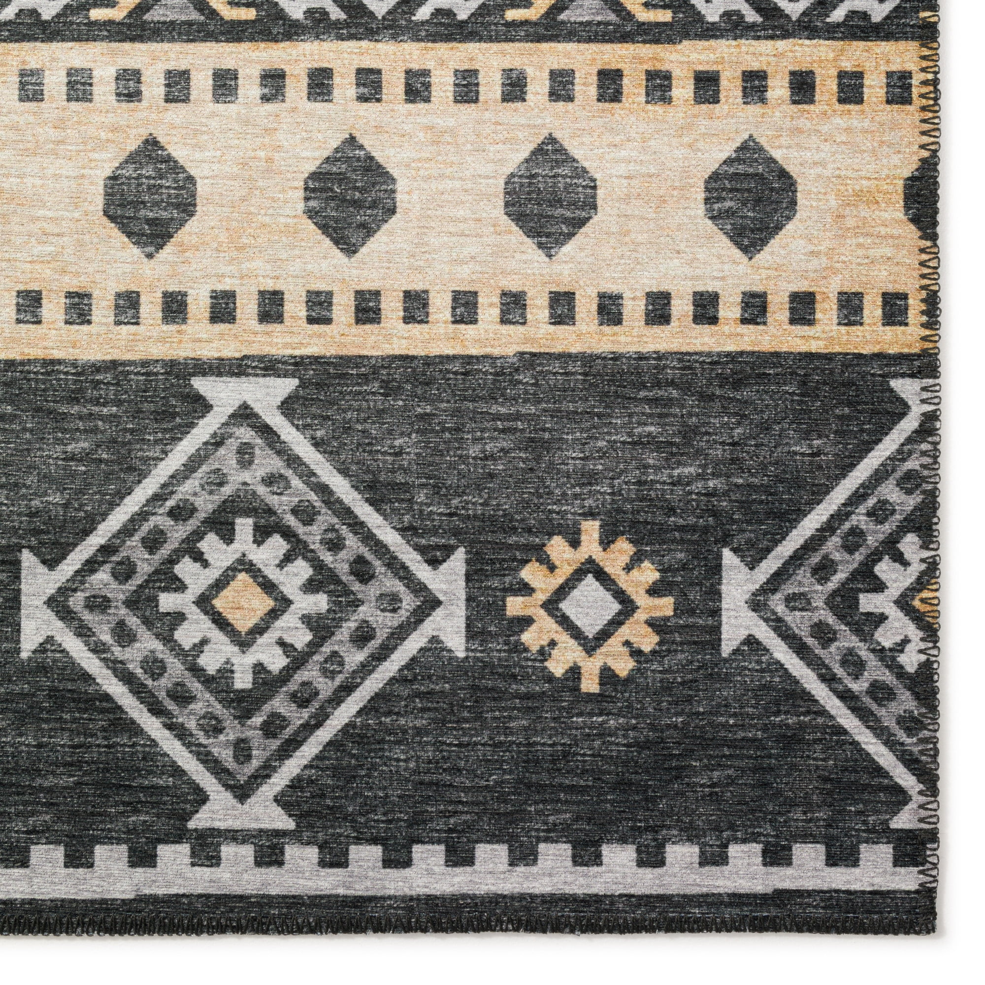 Yuma Indoor/Outdoor Grey Southwest 8' Round Non-Skid Area Rug