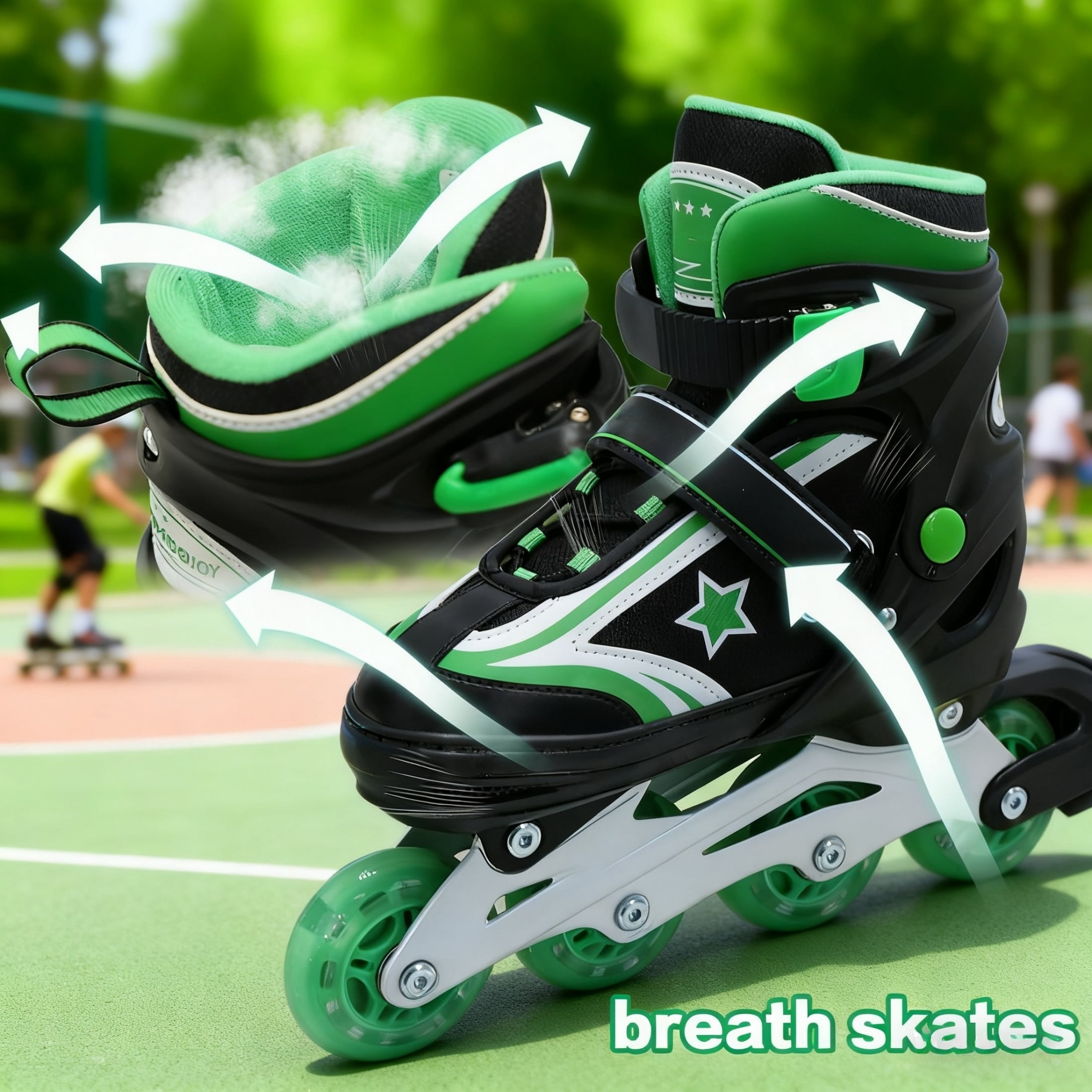 JZY Youth Inline Skates with 8 Glowing Light-Up Wheels,Durable Aluminum Frame for Beginners,For Boys & Girls Ages 5-12,For Indoor and Outdoor Skating