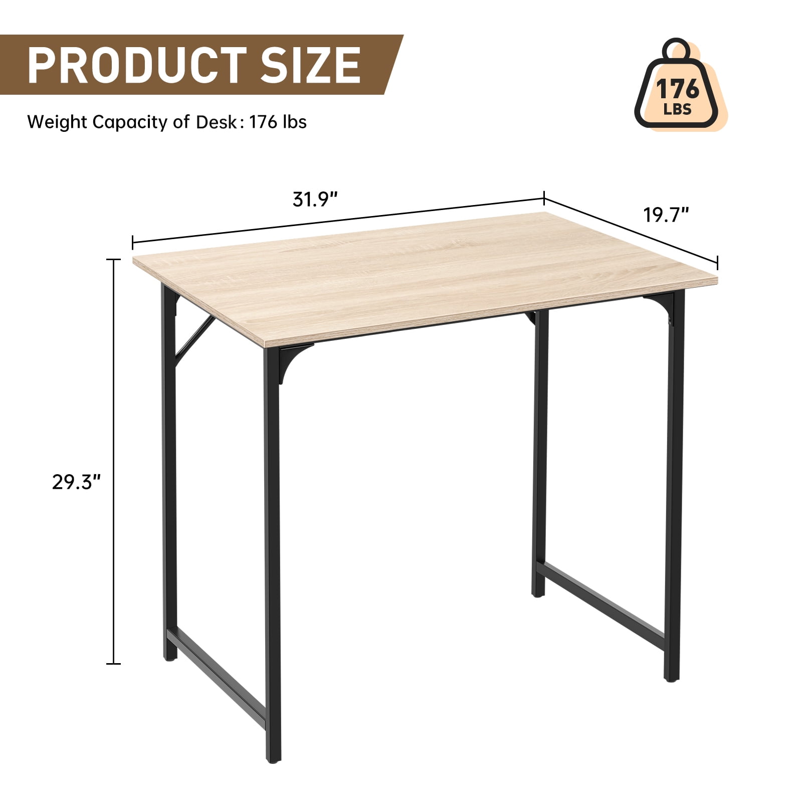 Dkelincs 32 inch Computer Desk and Chair Set Home Office Modern Wood Study Desk & Mesh Ergonomic Height Adjustable Office Chair for Small Spaces, Nature & Black