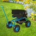 thumbnail image 5 of Topcobe Rolling Garden Cart with Height Adjustable Swivel Seat and Storage Basket, Garden Cart for Backyard-Blue, 5 of 11