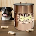 thumbnail image 4 of hammered copper 3 Pc set Pet Canister with sturdy bone plaque, Dog Food Treat Canister with wooden Lid. Carbon Steel Canister, Storage Container Jar with Tight Fitting Lids for Dog Biscuit Cookies, 4 of 4
