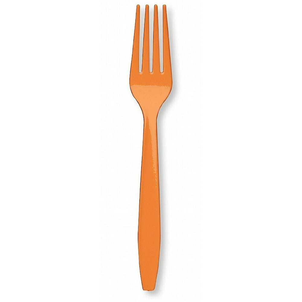 Premium 24 Count Plastic Forks Sunkissed Orange