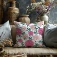 thumbnail image 3 of Vintage Floral Throw Pillow Covers 18x18 Inch Pink Flower Antique Rose Outdoor Summer Spring Decorations Decorative Throw Pillows Cases Set of 2 for Home Living Room Couch Decor, 3 of 6