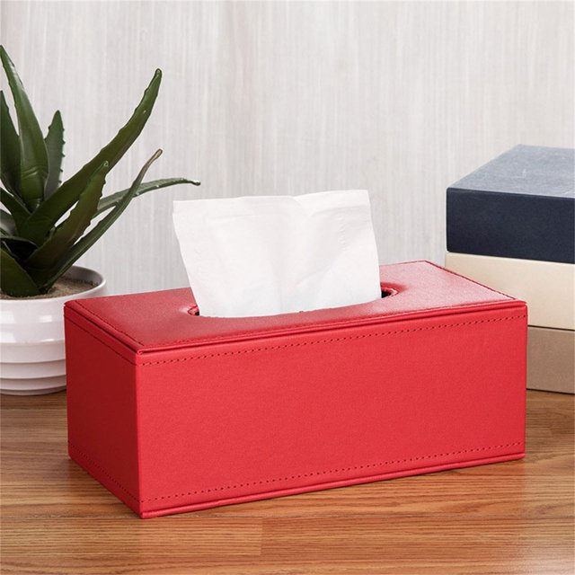 Rack Clearance! Leather Tissue Box Large Red Lambskin, Leather Tissue Box Minimalist Home Hotel Car Mounted Leather Paper Suction Paper Box 1* Tissue Box, By Relocy