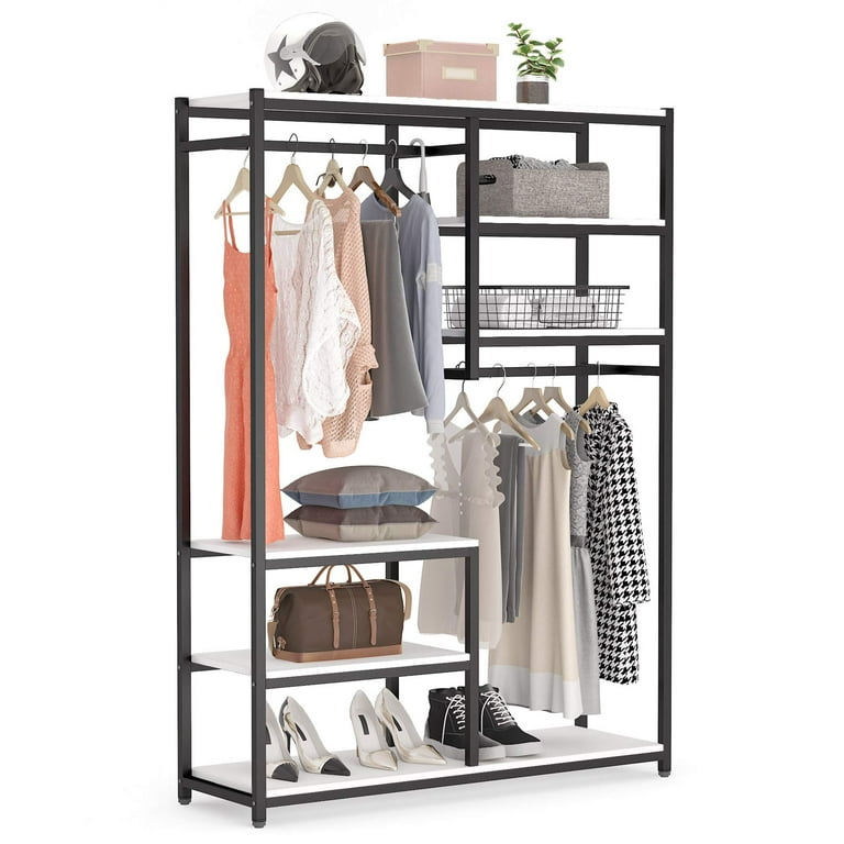 HOKEEPER Heavy Duty Metal Clothes Rack with 6 Shelves, 600 lbs Capacity,  47.24L x 15.74W x 70.86H, Brown