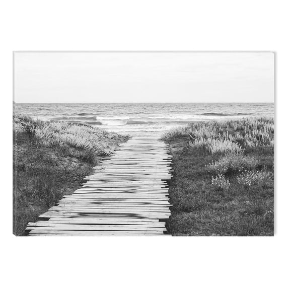 Startonight Canvas Wall Art Black and White Abstract Wood Alley to the Beach, Dual View Surprise Artwork Modern Framed Ready to Hang Wall Art 100% Original Art Painting 23.62 X 35.43 inch
