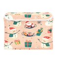 thumbnail image 7 of Yayeee Collapsible Storage Bin with Lid Fabric Closet Decorative Basket with Handles, Beige Christmas Snowman, 7 of 7