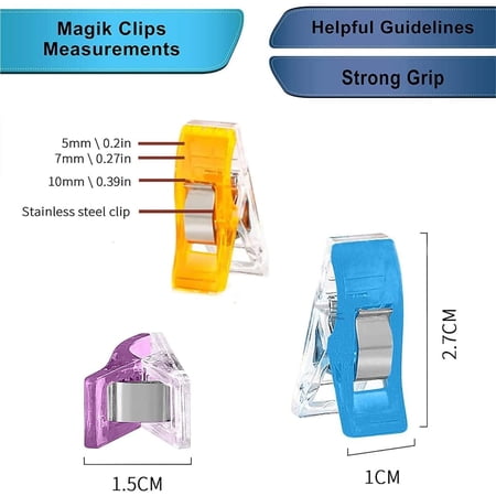 Performore Magik Clips, Multicolored, 100 Pack- Sewing Clips for Quilting and Crafts with Decorative Tin (Butterfly Design)