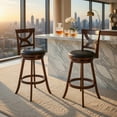thumbnail image 4 of Demi Bonn 29" Set of 2 Swivel Bar Stools with Soft Cushion and Elegant Hollow Backrest, Modern Kitchen Dining Chair, Brown, 4 of 7