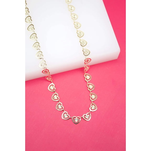 18K Gold Filled Dainty Designed Textured Heart Necklace (G187)