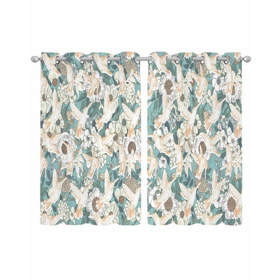 Spring Flowers Sheer Curtains 39 Inch Length 2 Panels Set for Living Room/Bedroom, Vintage Chic Botanical Florals Birds Kitchen Curtains Grommet Semi-Sheer Curtains Window Treatments 27.5"x39"x2