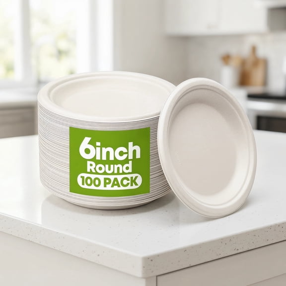 100-Pack 6 Inch Small Paper Plates – Heavy-Duty Disposable Dessert Plates, Compostable & Microwave-Safe, Ideal for Parties, Picnics, and Daily Use