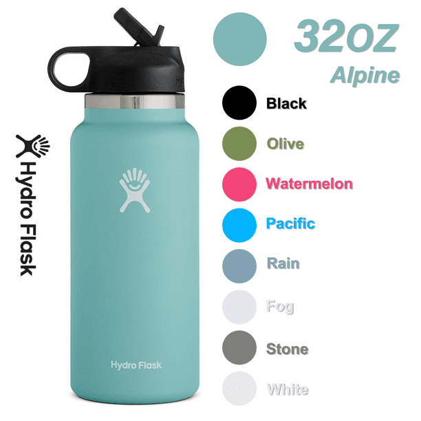 Hydro Flask 32OZ Wide Mouth 2.0 Water Bottle, Straw Lid, Multiple ...