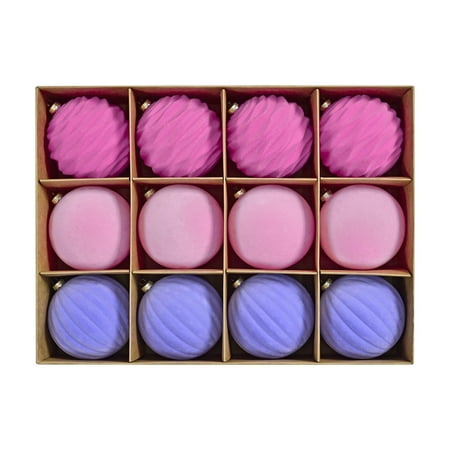 Flocked Christmas Tree Ornaments 12PCS Velvet Balls Festive Hanging Decor for Holiday Home Decorating & Seasonal Celebration