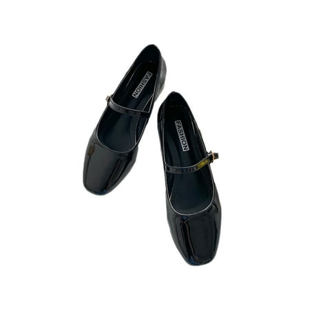 

Woobling Ladies Pumps Chunky Block Pump Shoe Ankle Strap Mary Jane Women Dress Shoes Casual Square Toe Lightweight Black 6.5